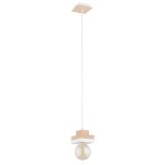 LAMPA WISZĄCA ALFA MIKO DREWNIANA & BIAŁA 1xE27 /  61543