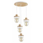 LAMPA WISZĄCA ALFA LARSO DREWNIANA & BIAŁA 4xE27 /  63410
