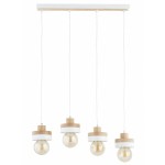 LAMPA WISZĄCA ALFA LARSO DREWNIANA & BIAŁA 4xE27 /  63409