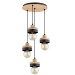LAMPA WISZĄCA ALFA LARSO DREWNIANA & CZARNA 4xE27 / 63408