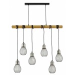 LAMPA WISZĄCA ALFA PIKOLO CZARNA & DREWNIANA 6XE14 / 63392