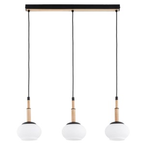 LAMPA WISZĄCA ALFA CERES DREWNIANA & CZARNA 3xE14 / 62595