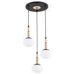 LAMPA WISZĄCA ALFA CERES DREWNIANA & CZARNA 3xE14 / 62594