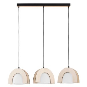 LAMPA WISZĄCA ALFA FERIO ŁUK CZARNA & BIAŁA & DREWNIANA 3xE27 / 62577