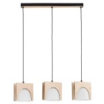 LAMPA WISZĄCA ALFA FERIO CZARNA & BIAŁA & DREWNIANA 3xE27 / 62576