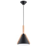 LAMPA WISZĄCA ALFA FORTEL CZARNA & DREWNIANA 1xE27 / 61493