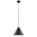 LAMPA WISZĄCA ALFA FORTEL MIX CZARNA & DREWNIANA 1xE27 / 61494