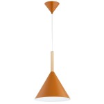 LAMPA WISZĄCA ALFA FUKS POMARAŃCZOWA & DREWNIANA 1xE27 / 61474