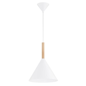 LAMPA WISZĄCA ALFA FUKS BIAŁA & DREWNIANA 1xE27 / 61475