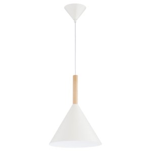 LAMPA WISZĄCA ALFA FUKS ECRU & DREWNIANA 1xE27 / 61473