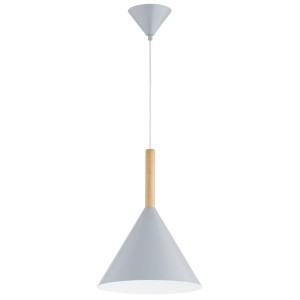 LAMPA WISZĄCA ALFA FUKS SZARA & DREWNIANA 1xE27 / 61472