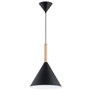 LAMPA WISZĄCA ALFA FUKS CZARNA & DREWNIANA 1xE27 / 61471