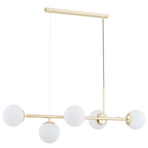 LAMPA WISZĄCA ALFA DANSA ZŁOTA & BIAŁA 5xE14 / 63363