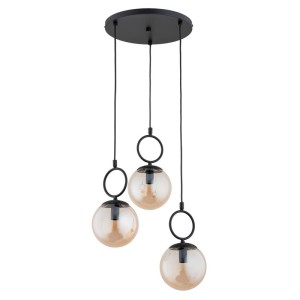 LAMPA WISZĄCA ALFA SITRO CZARNA & BURSZTYNOWA 3xE14 / 62563