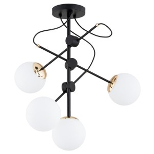 LAMPA SUFITOWA ALFA OLIMP CZARNA & ZŁOTA 4 X E14 / 63357
