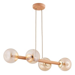 LAMPA WISZĄCA ALFA ROSARI DREWNIANA 4xE14 /  63350