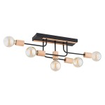 LAMPA SUFITOWA ALFA GOISA DREWNIANA & CZARNA 5xE27 / 63334