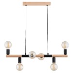 LAMPA WISZĄCA ALFA LIDO DREWNIANA & CZARNA 6xE27 / 63335