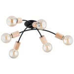 LAMPA SUFITOWA ALFA SEDNA CZARNA & DREWNIANA 6xE27 / 63300