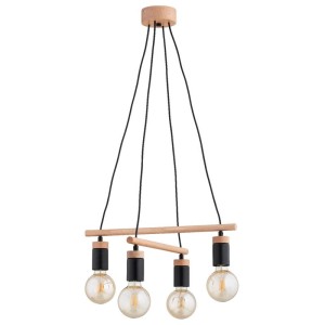LAMPA WISZĄCA ALFA MILTO DREWNIANA 4xE27 / 63298