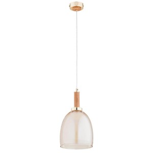LAMPA WISZĄCA ALFA LISSY DREWNIANA & ZŁOTA 1xE27 / 61397