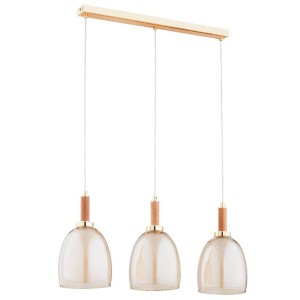 LAMPA WISZĄCA ALFA LISSY DREWNIANA & ZŁOTA 3xE27 / 62489