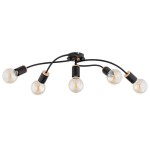 LAMPA SUFITOWA ALFA GERSO CZARNA & DREWNIANA 5xE27 / 63286