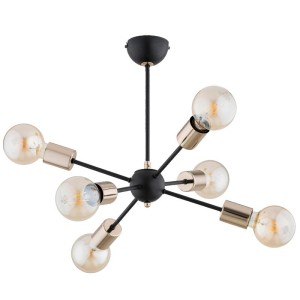 LAMPA SUFITOWA ALFA TIMOS CZARNA & ZŁOTA 6xE27 / 63290