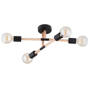 LAMPA SUFITOWA ALFA OTELLO DREWNIANA & CZARNA 4xE27 / 63274