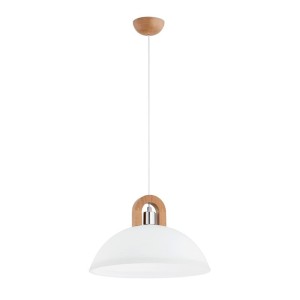 LAMPA WISZĄCA ALFA MIGOT DREWNIANA & CHROM 1xE27 / 61380