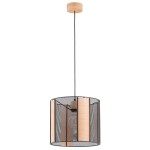 LAMPA WISZĄCA ALFA NETIS CZARNA & DREWNIANA 1xE27 / 61381