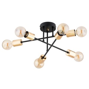LAMPA SUFITOWA ALFA ROSA CZARNA & ZŁOTA 6xE27 / 63270