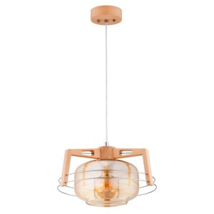 LAMPA WISZĄCA ALFA ISKAR DREWNIANA 1xE27 / 61366