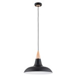 LAMPA WISZĄCA ALFA DORO R-3 CZARNA & DREWNIANA 1xE27 / 61362