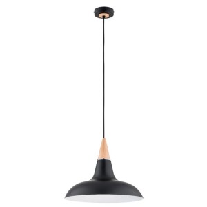 LAMPA WISZĄCA ALFA DORO R-3 CZARNA & DREWNIANA 1xE27 / 61362