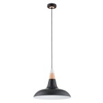 LAMPA WISZĄCA ALFA DORO R-2 CZARNA & DREWNIANA 1xE27 / 61361