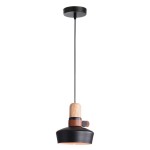 WISZĄCA LAMPA 1XE27 CZARNA METALOWO-SKÓRZANA-DREWNIANA / 1990