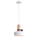 WISZĄCA LAMPA 1XE27 BIAŁA METALOWO-SKÓRZANA-DREWNIANA /  1992