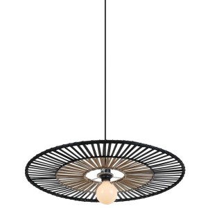 LAMPA WISZĄCA CZARNA 1xE27 BAMBUSOWA /  19104