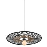 LAMPA WISZĄCA CZARNA 1XE27 BAMBUSOWA /  19105