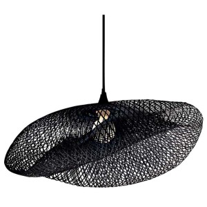 LAMPA WISZĄCA CZARNA 1xE27 BAMBUSOWA /  19108
