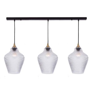 LAMPA WISZĄCA 3XE27 CLEAR GLASS-BRASS / 19242