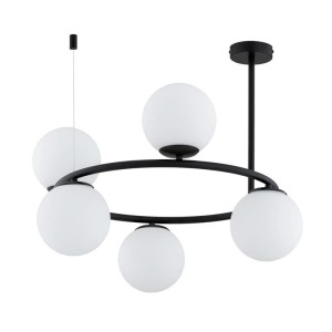 LAMPA SUFITOWA ALFA RINGO A-5 CZARNA & BIAŁA 5xE14 / 63257.40