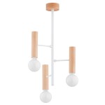 LAMPA SUFITOWA ALFA FLARA DREWNIANA & BIAŁA 3xE27 / 62459