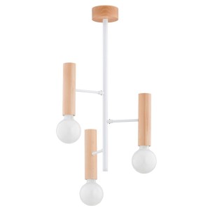LAMPA SUFITOWA ALFA FLARA DREWNIANA & BIAŁA 3xE27 / 62459