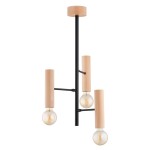LAMPA SUFITOWA ALFA FLARA DREWNIANA & CZARNA 3xE27 / 62458