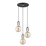 LAMPA WISZĄCA ALFA ATORI CZARNA & ZŁOTA 3xE14 /  62428