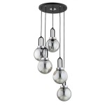 LAMPA WISZĄCA ALFA ATORI CZARNA & CHROM 5xE14 /  63247