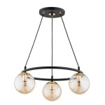 LAMPA WISZĄCA ALFA RINGO S3 CZARNA & ZŁOTA 3xE14  / 62427