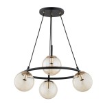 LAMPA WISZĄCA ALFA RINGO T4 CZARNA & ZŁOTA 4xE14  / 63245